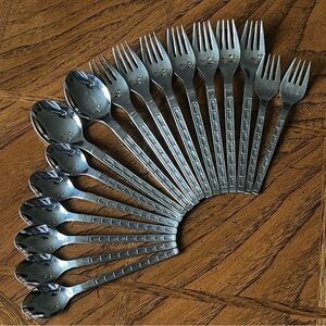 MCM 1960s Chromolit Solingen Flatware Set Of 17 Germany 18/8 Stainless Steel